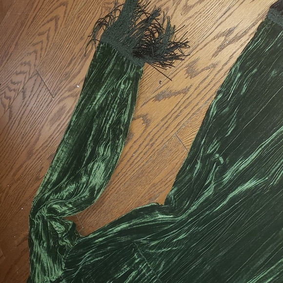 Something Navy Emerald Fringe Shirt Dress - Picture 7 of 16
